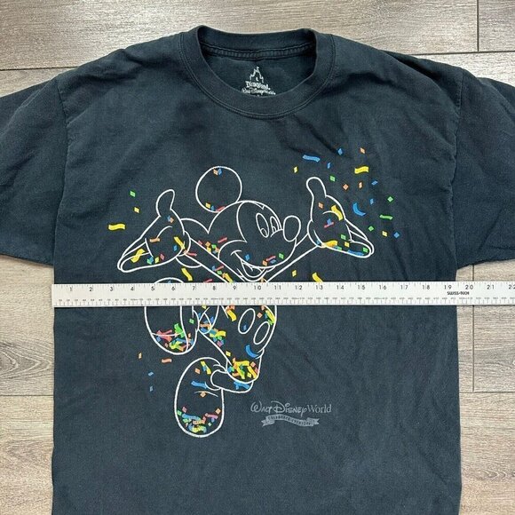 Mickey Mouse Confetti T Shirt Size L Cotton Walt Disney World Disneyland Black - Picture 6 of 7